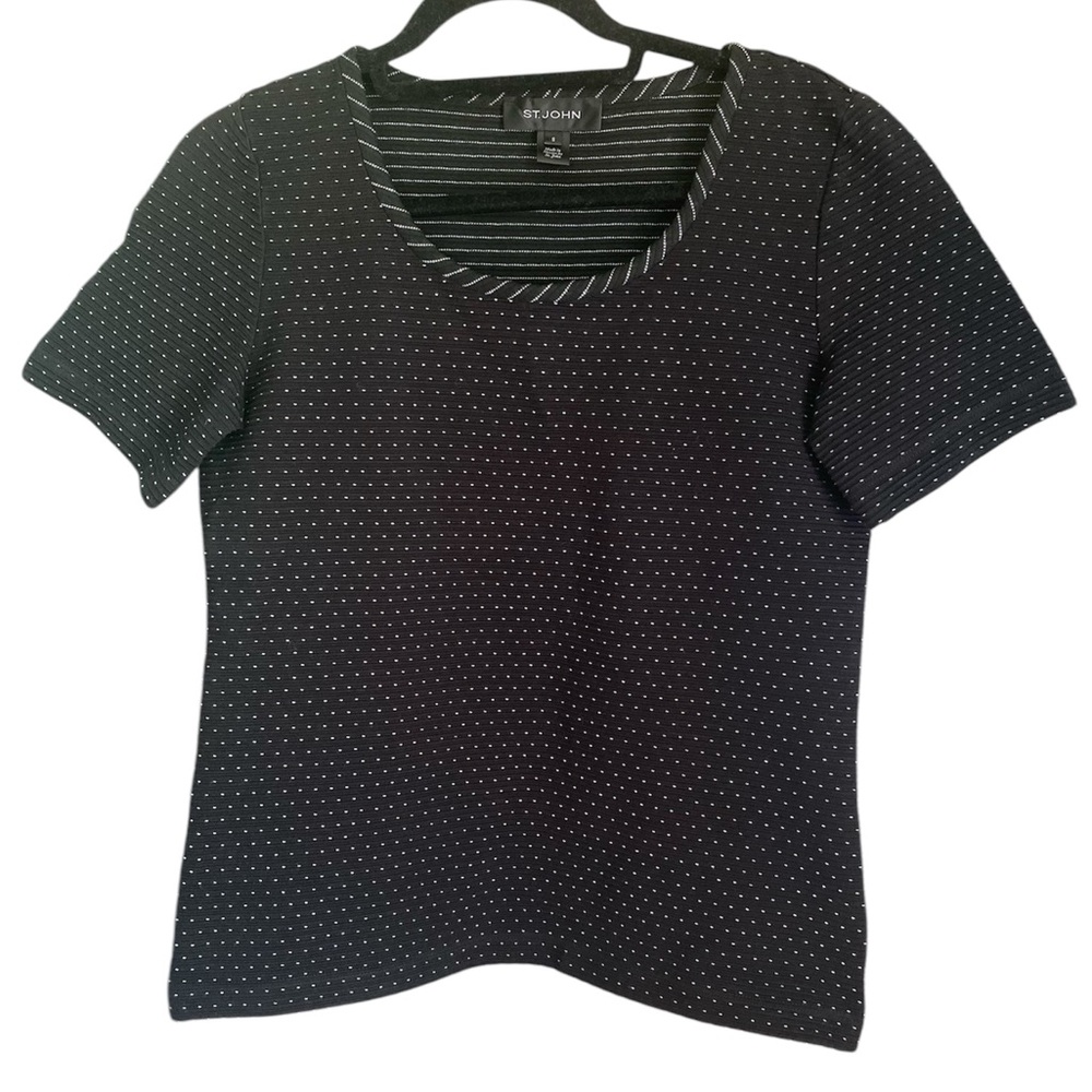 St. John Black and White Striped Top